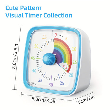 YUNBAOIT Rainbow Visual Timer with Night Light - Ideal for Classroom, Kitchen, and Office - Silent 60-Minute Countdown Timer