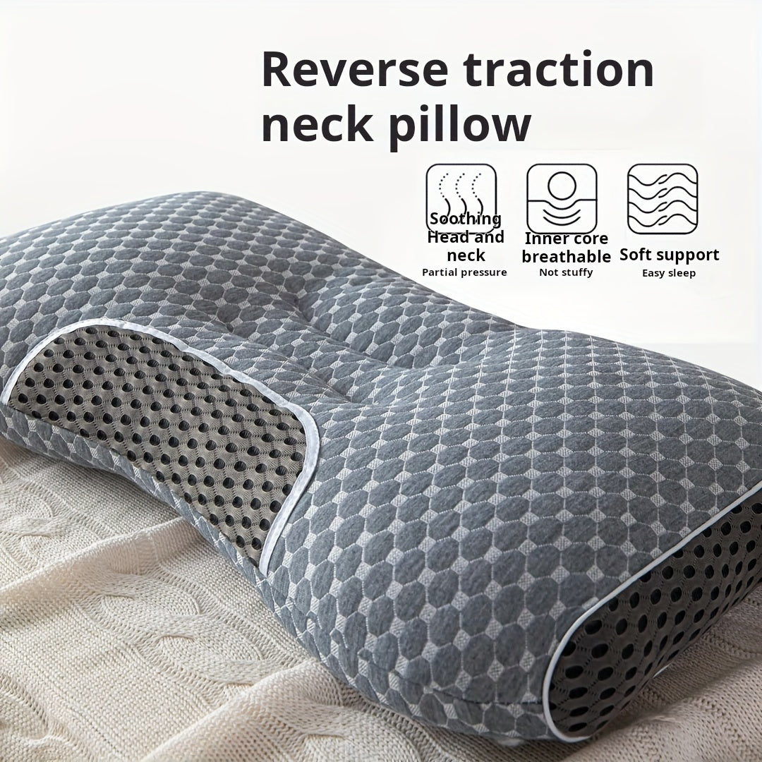 Knitted Thin Pillow with Cervical Neck Support, Sleep Massage Pillow Core, Moisture-Wicking Breathable Pillow Perfect for Home Decor in Living Room or Bedroom