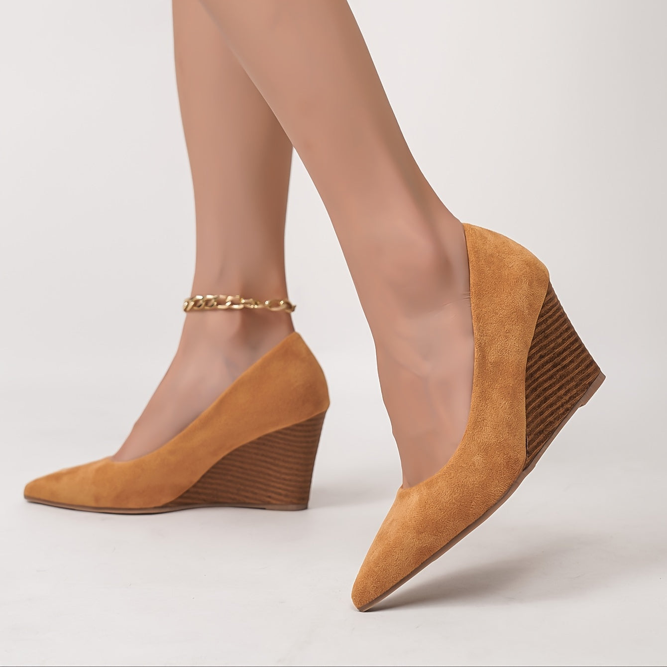 Casual women's wedge heels in solid color with a platform design for comfort.