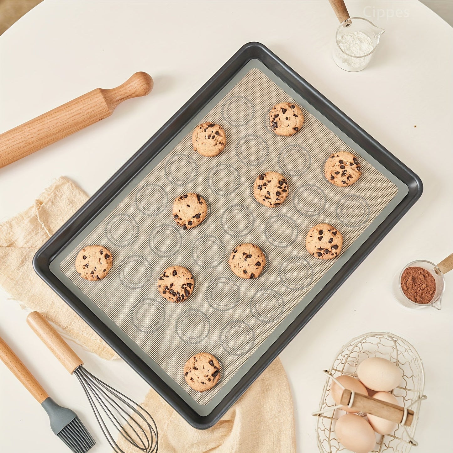 Top-quality Silicone Baking Mat measuring 41.91cm x 29.46cm - Non-Stick, Eco-Friendly & Heat Resistant for Flawless Macarons, Cookies, Breads | Effortless to Clean, Long-Lasting Kitchen Essential