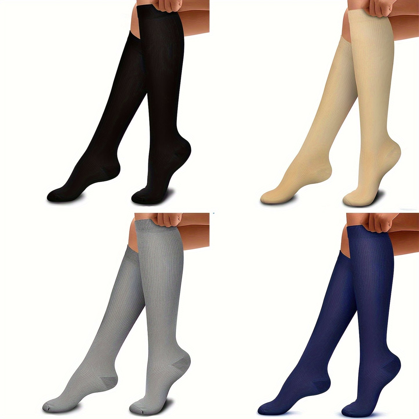 6 pairs of comfortable and breathable compression socks for men and women, perfect for sports like running, cycling, basketball, football, and hiking.