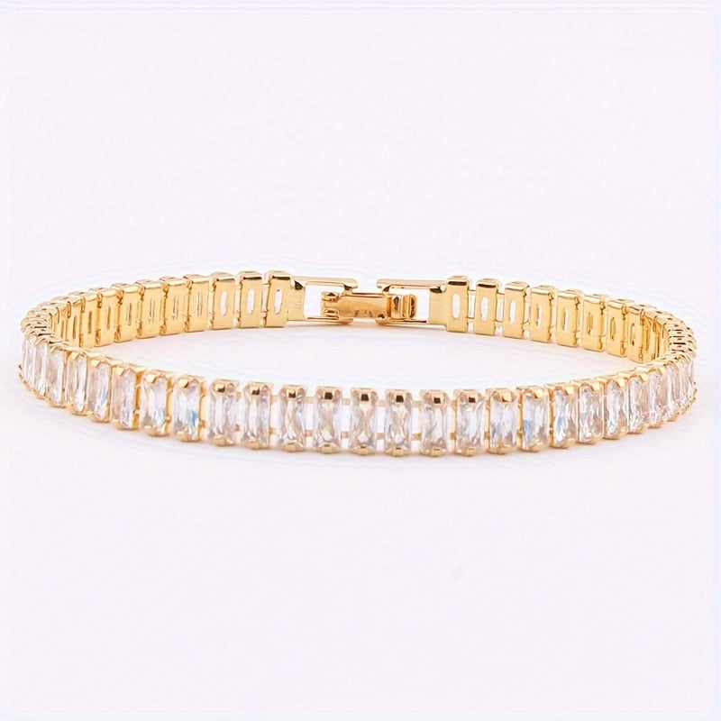 Elegant Women's Bracelet Decorated by Hand with Colorful Synthetic Zirconia, Copper and Golden Plating