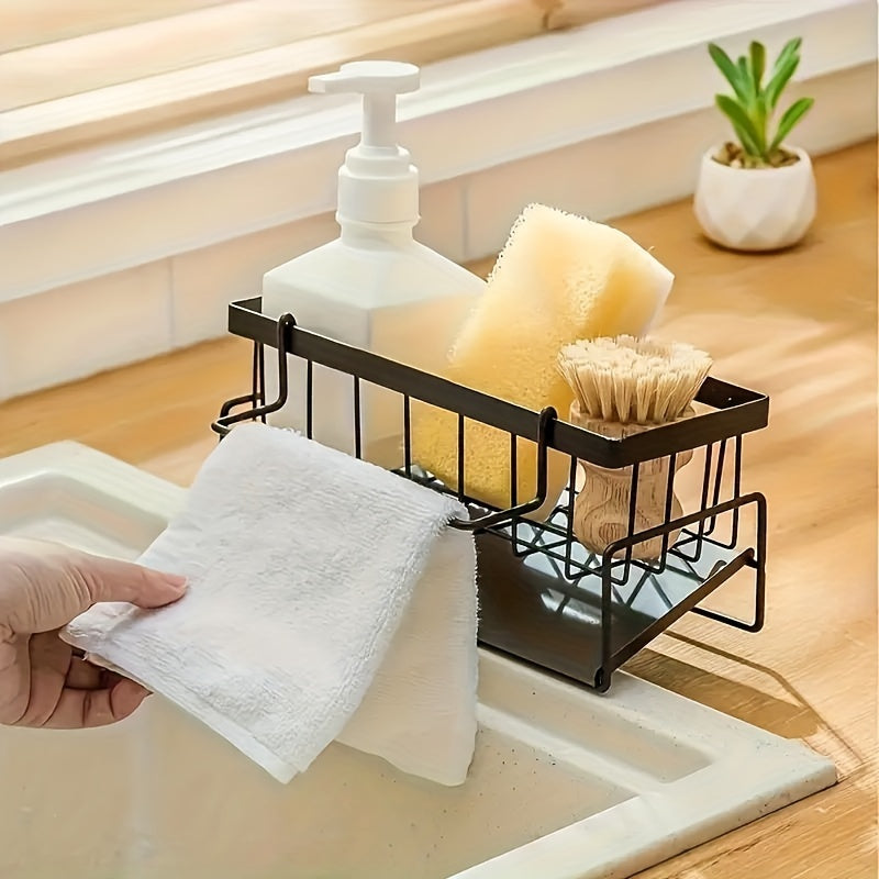 Simplify your kitchen with the 1pc Sponge Caddy Sink Organizer. This versatile holder is perfect for storing all your cleaning supplies, such as scrubbers, brushes, and soap. It is designed to keep your kitchen tidy and organized. Suitable for ages 14