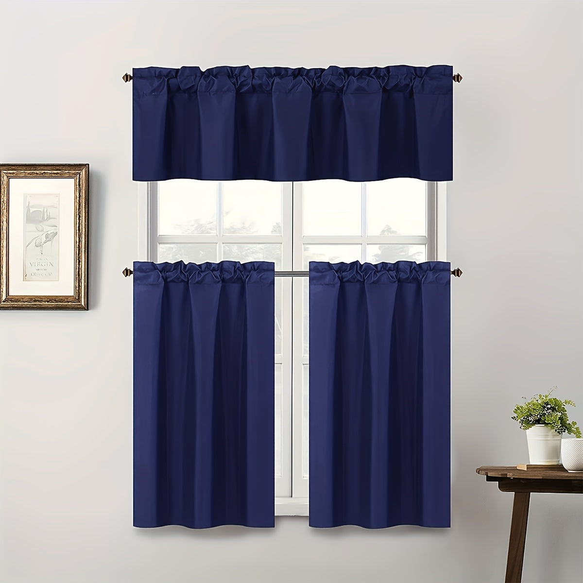 Black Short Rod Pocket Curtain Blackout Curtain for Bedroom, Kitchen, and Home Windows Decor