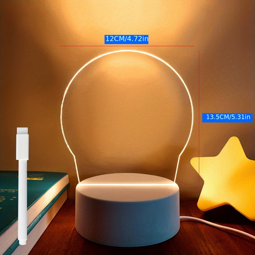 Creative LED night light with USB message board is a decorative holiday gift for girlfriend, complete with pen for customization.