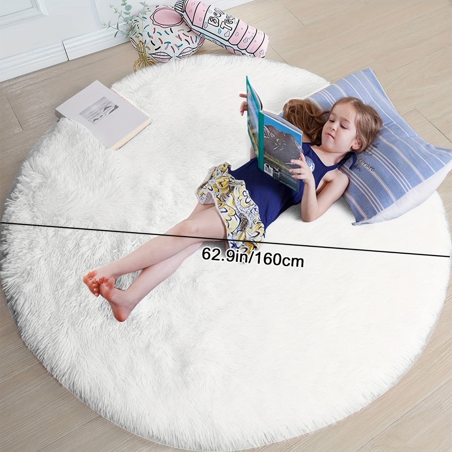 Round Large Ultra Soft Plush Rug - Non-slip and Waterproof Shaggy Throw Rug for Living Room, Bedroom, Nursery, Game Room, and Dormitory. Perfect Teenage Room Decoration - Room Decor (10.16cmX10.16cm)