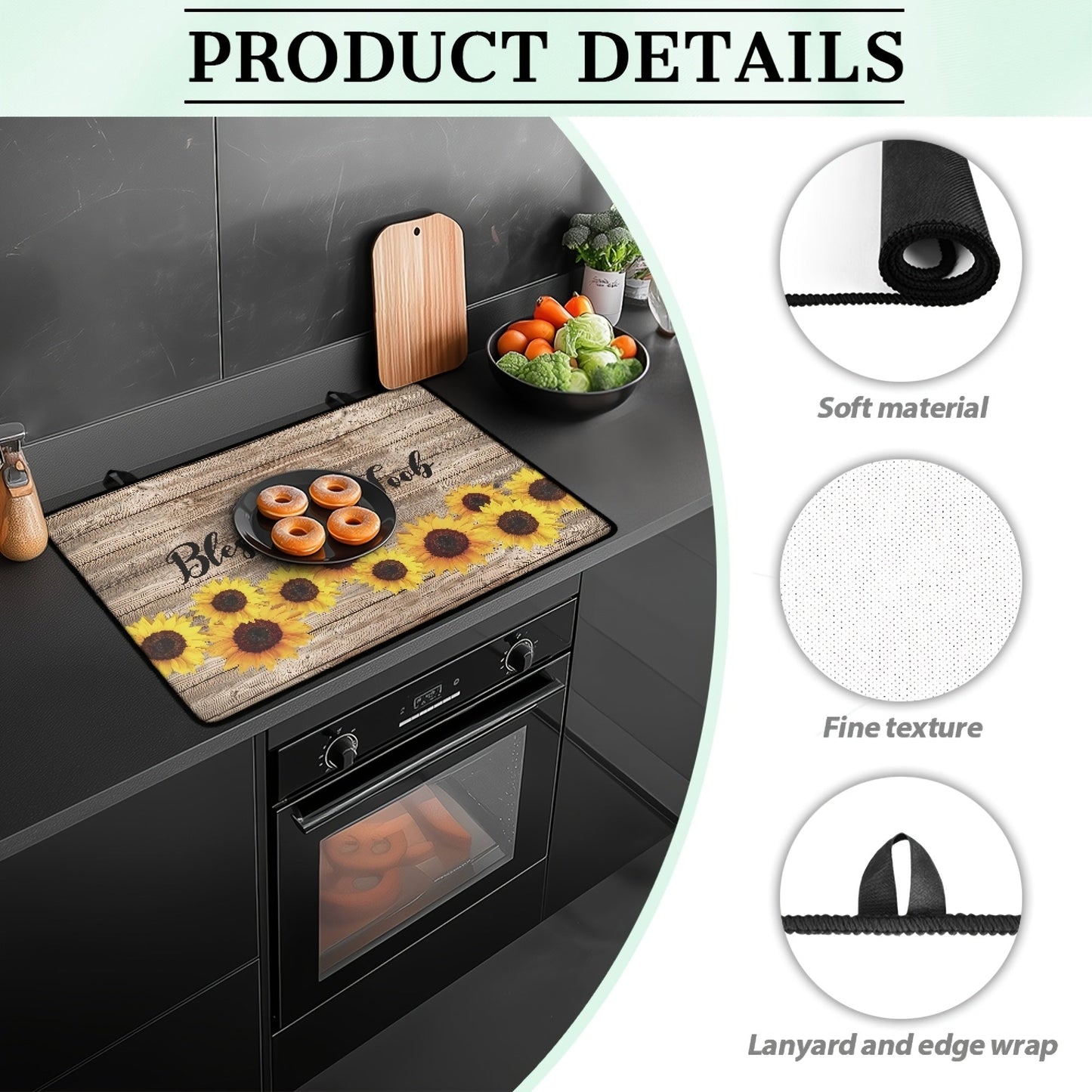 Wood Pattern Stove Cover with Heat-Resistant, Non-Slip, Scratch & Iron Protection - Perfect for Glass Ceramic & Rubber Surfaces in the Kitchen or Coffee Station