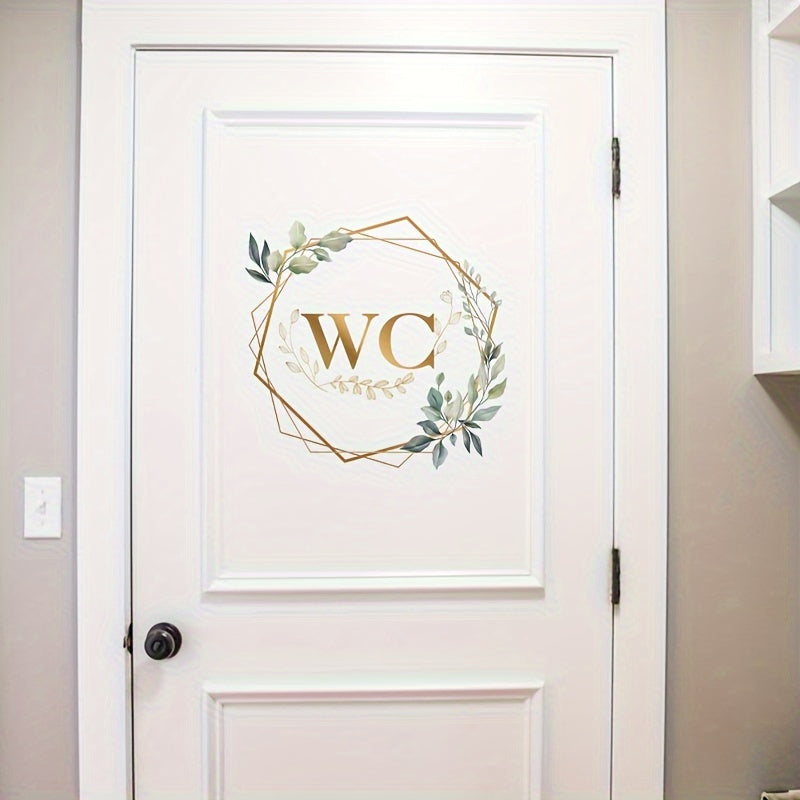 One self-adhesive WC door decal with floral and geometric design, suitable for ceramic surfaces. The decal is a single-use embellishment for the toilet lid.