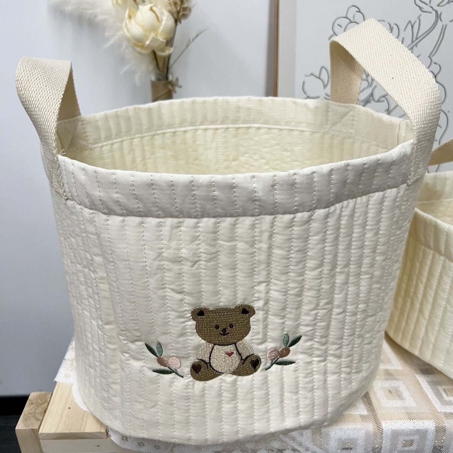 Get your room in order with this charming Quilted Fabric Storage Bucket!