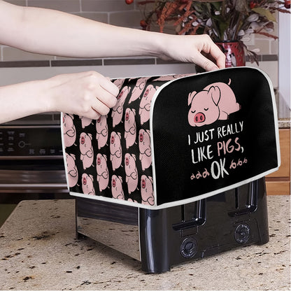 The Classic Pig Print Toaster Cover features 1 piece with 2 wide slots. It is dustproof, anti-fingerprint, and anti-oil, designed to protect your kitchen appliances. This machine washable cover is a high-quality gift for women, safeguarding your small