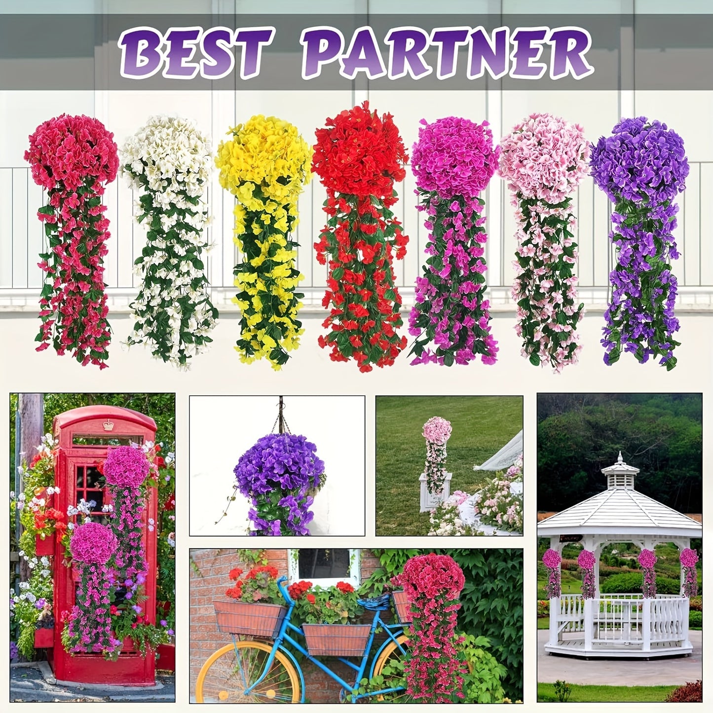 Zaphyron 2pcs Violet Ivy Artificial Flowers - Outdoor & Wedding Decor