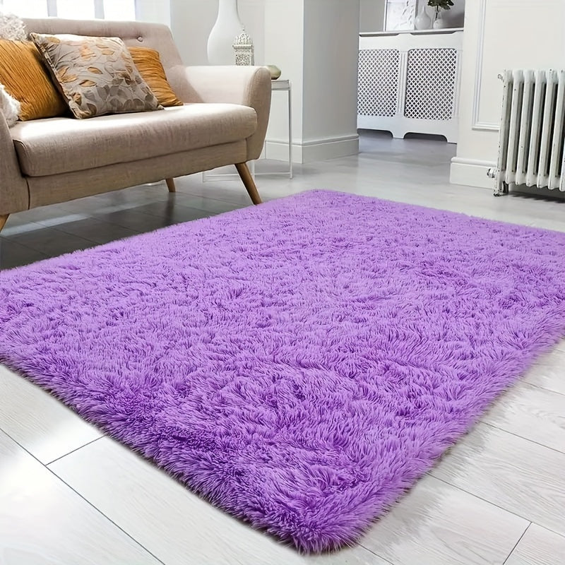 Luxurious Purple Shag Area Rug - Soft, Non-Slip & Simple to Maintain for Stylish Living Room and Bedroom Decoration