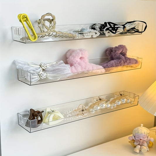 1/3 Transparent suspended rack for hair accessories and glasses storage, ideal for entryway and door storage.