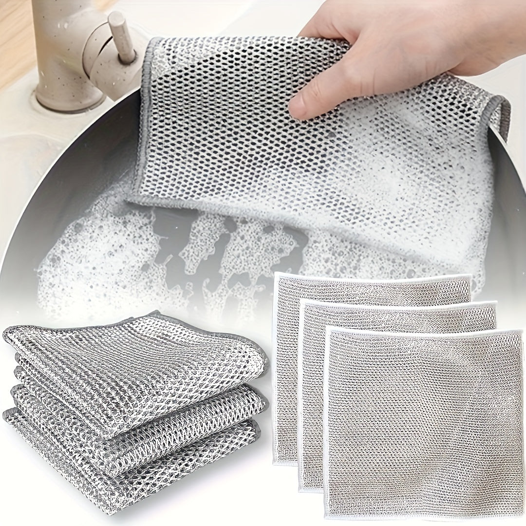 Non-stick oil iron rag, kitchen pot and dish cleaning rag, tablecloth rag, kitchen cleaning supplies, cleaning tools = Assorted kitchen cleaning supplies and tools