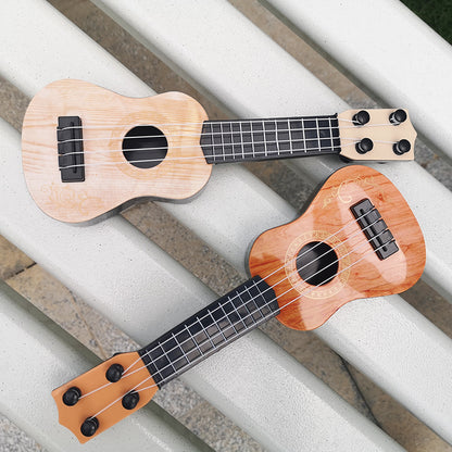 Mini playable uke instrument figurine made of plastic for home and office decor, ideal gift for music enthusiasts.