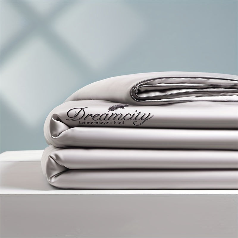 Dreamacity Elegant Summer Quilt - Luxurious Golden Embroidery on Soft, Skin-Friendly 100% Ultrafine Microfiber. Vintage Style Lightweight Cooling Bedding, Machine Washable in Grey. 90g Fabric Weight, Quilting Fabric Only. (Pillowcase & Sheet Not Included)