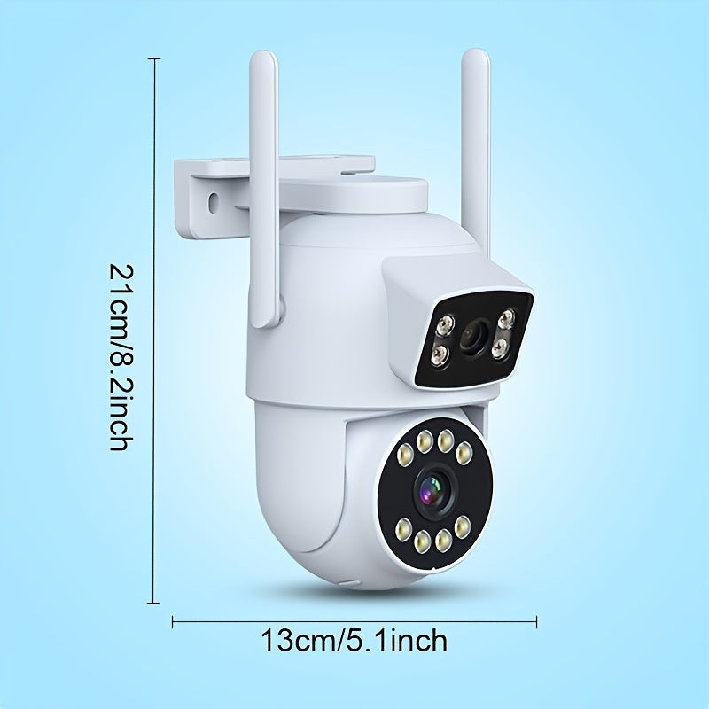 Introducing the 1pc SmartGuard Wireless Security Camera - a cutting-edge dual camera system designed for maximum security and peace of mind. With a 360° view, motion tracking, AI detection, night vision, and 1080p resolution, this camera is packed with