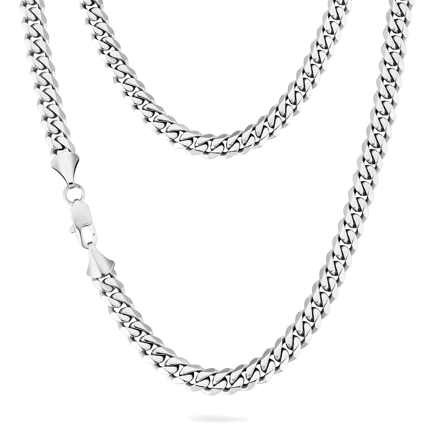 ICEDCHICS presents a 1pc 8mm Stainless Steel 6-sided Imitation Diamond Cut Miami Cuban Chain, item number 0299.