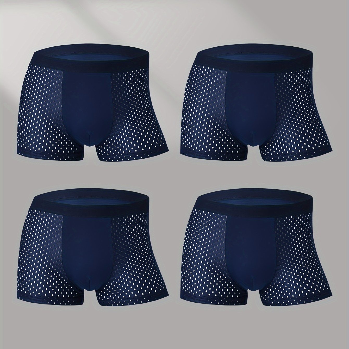 Set of 4 men's breathable mesh boxer shorts.