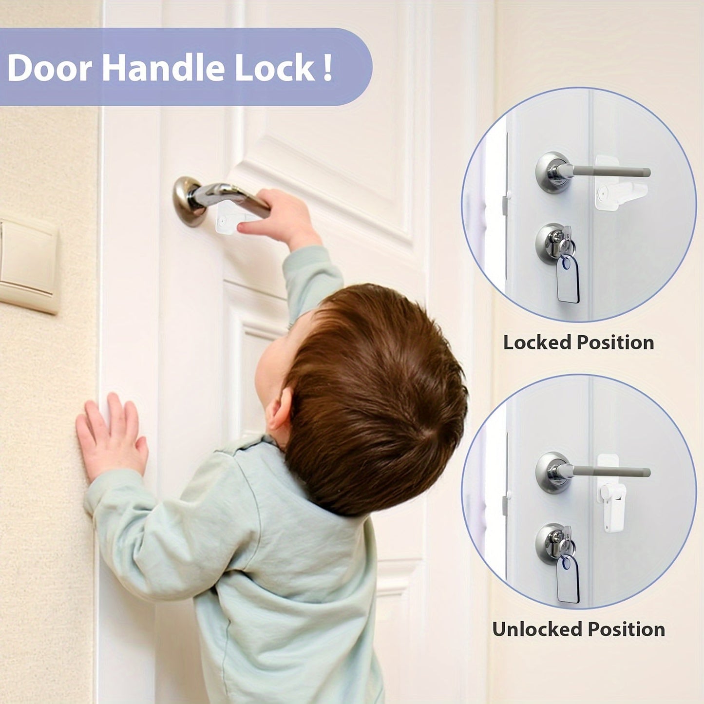 Set of 2 Safety Locks for Doors, Handle Locks for Home Security, Simple Installation