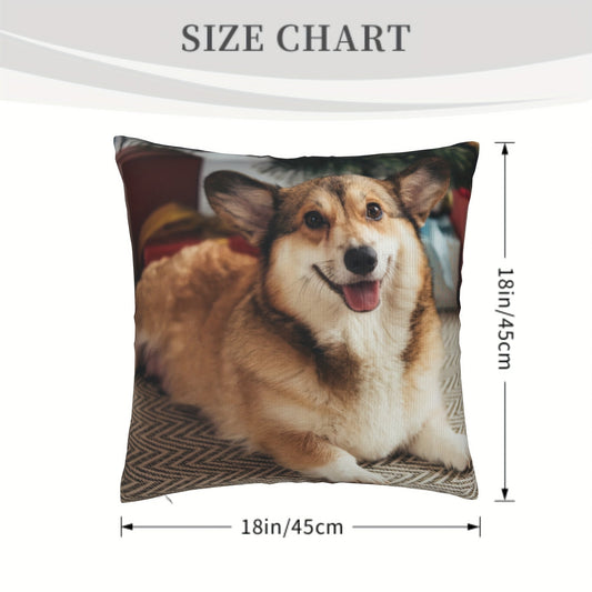 One custom pet photo commemorative pillow with a sympathy gift for losing a dog. This personalized pillowcase is made of short plush material, measures 45.72 X 45.72 cm, features single-sided printing, and does not include a pillow core.