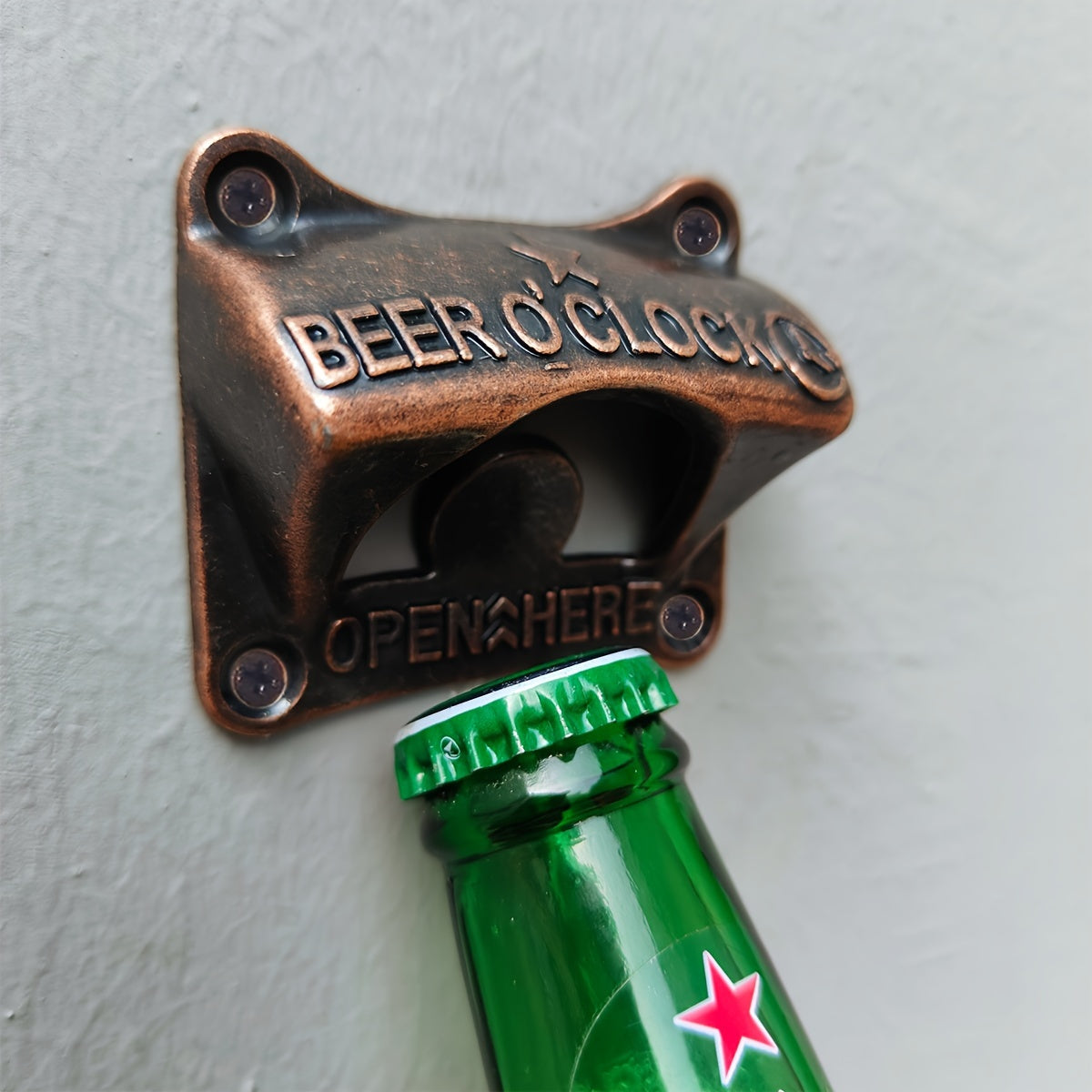 Embossed "Beer O' Clock" Cat Shape Bottle Opener Wall Mounted Retro BBQ DIY Solid Beer Opener Tools, Kitchen Gadgets.