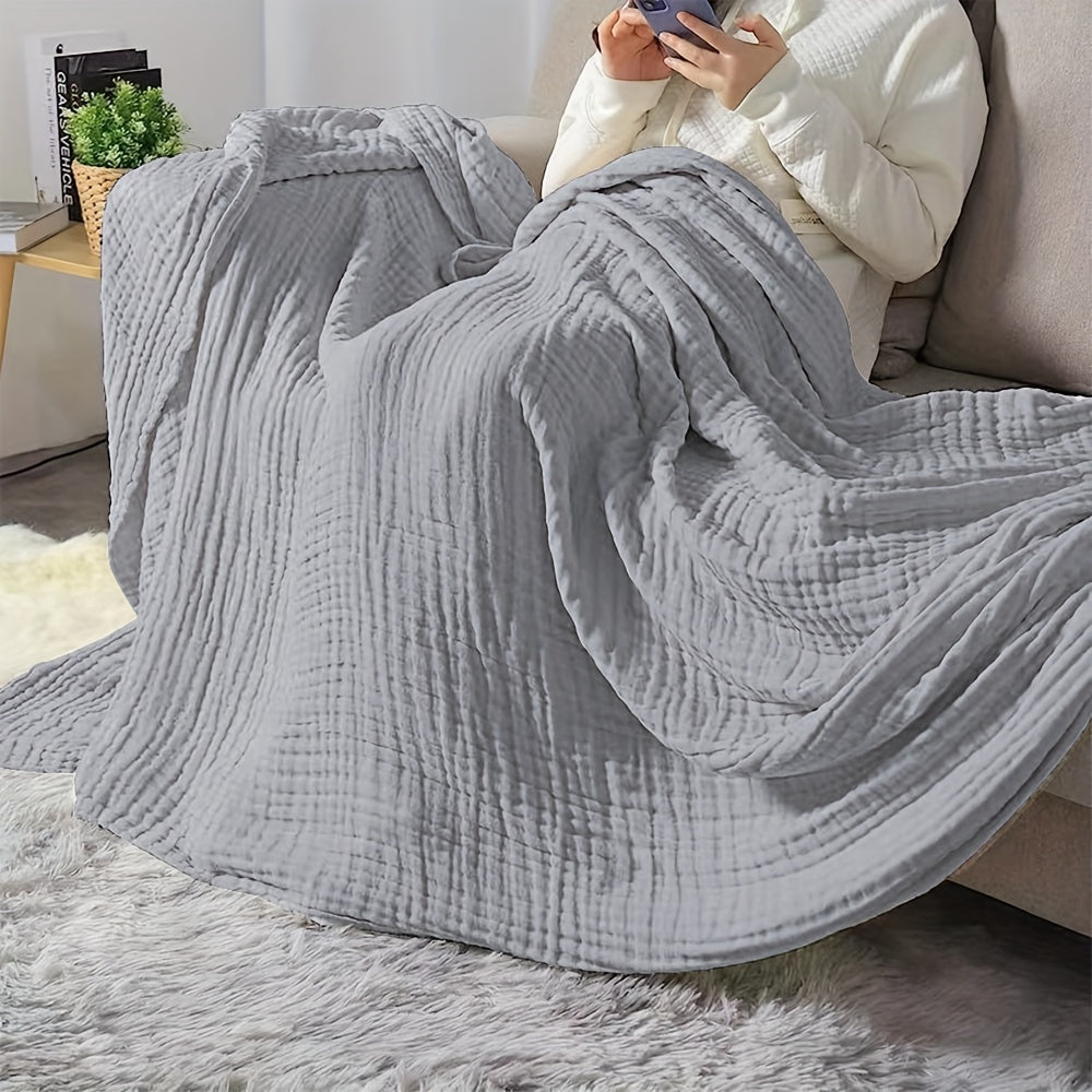 Six-layer Muslin Blanket - Perfect for Couch, Bed, Adults, and Baby. Lightweight and soft for all-season use. Measures 139.7x190.5cm. Ideal for a cozy and breathable experience.