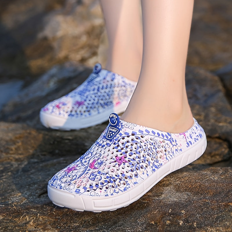 Women's Summer Beach Clogs: Star-patterned, multi-colored, lightweight, and comfortable unisex style