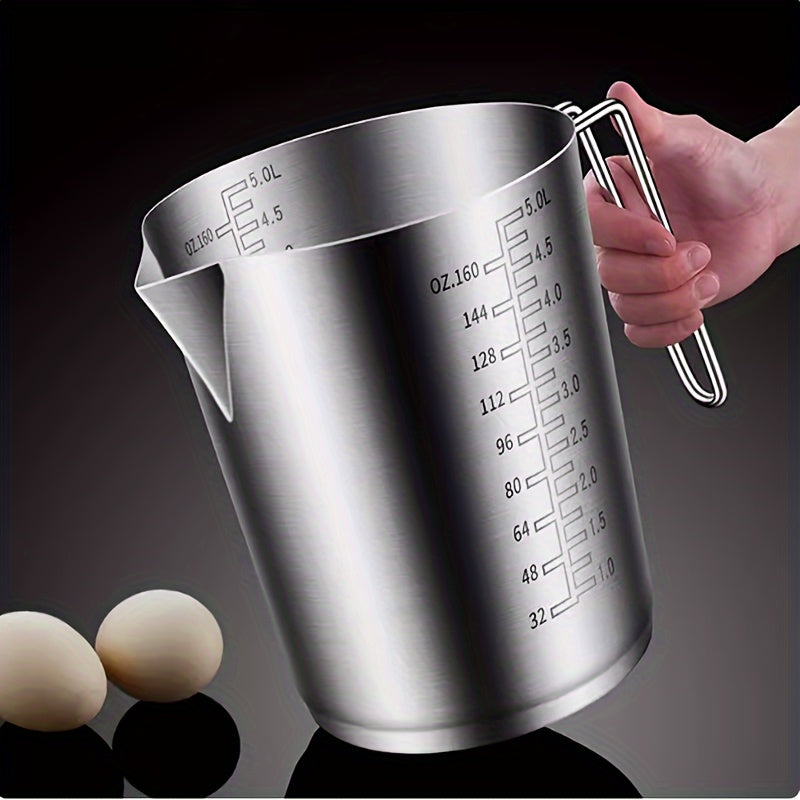 Large Capacity 5000ml Stainless Steel Measuring Cup with Scale - Ideal for Baking and Milk Tea Shops, Built to Last