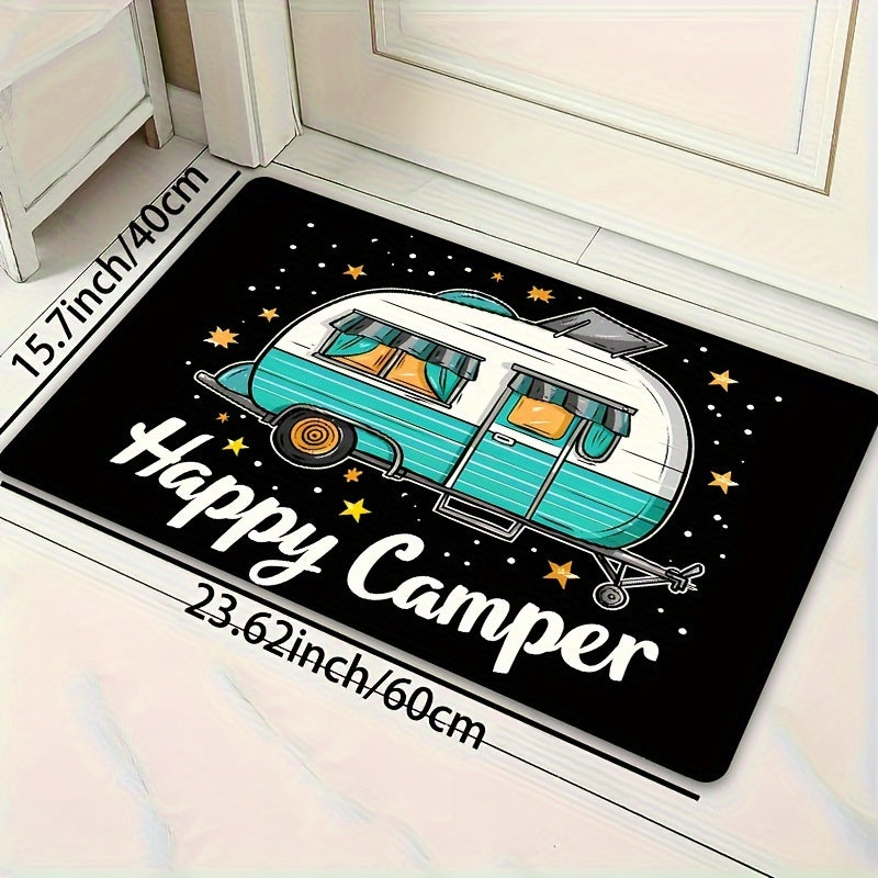 Коврик для спортивной комнаты Cartoon Car Happy Camper толщиной 8 мм — идеально подходит для ванной комнаты, кухни, гостиной, спальни и прихожей — можно стирать в стиральной машине и станет декоративным дополнением к любому интерьеру