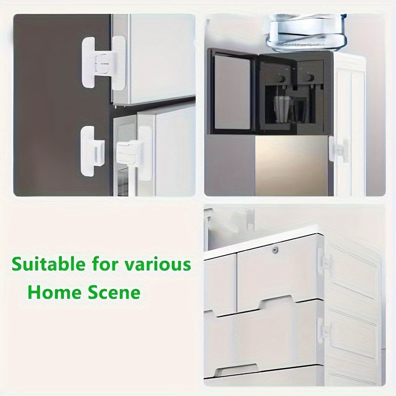 2-piece set of refrigerator door closers with automatic locking mechanism for universal fit and enhanced safety buckle design for safe closure and preventing door sagging.