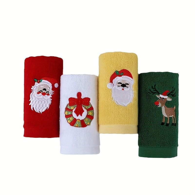 Velvet Christmas hand towel set made of pure cotton, perfect for kitchen or as a gift.