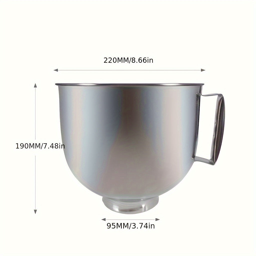 Stainless steel mixing bowl for stand mixer, deep splash-proof design, rust resistant, easy to install - kitchen accessory.