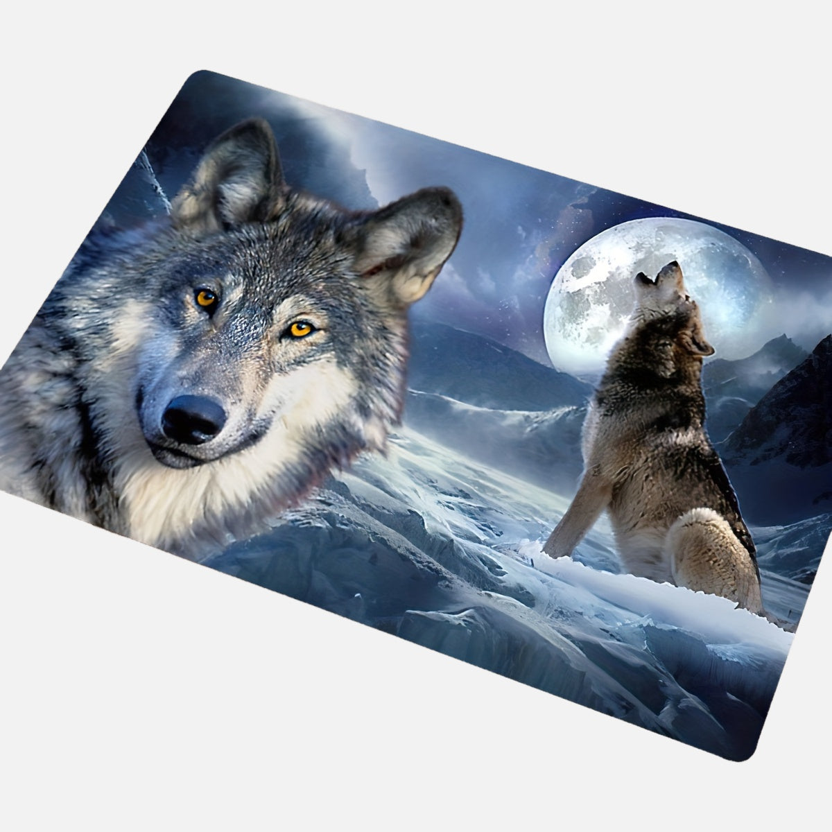 Decorate your home with this stunning 1-piece 3D snow wolf print rug, featuring a psychedelic motif design. This washable soft floor mat is perfect for any room in your home, including the living room, bedroom, bathroom, kitchen, laundry room, office