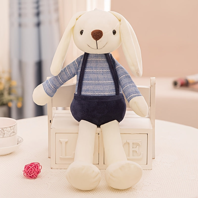 Preppy style unisex bunny plush toy, polyester filling and cover, dry clean only, ideal Easter gift.