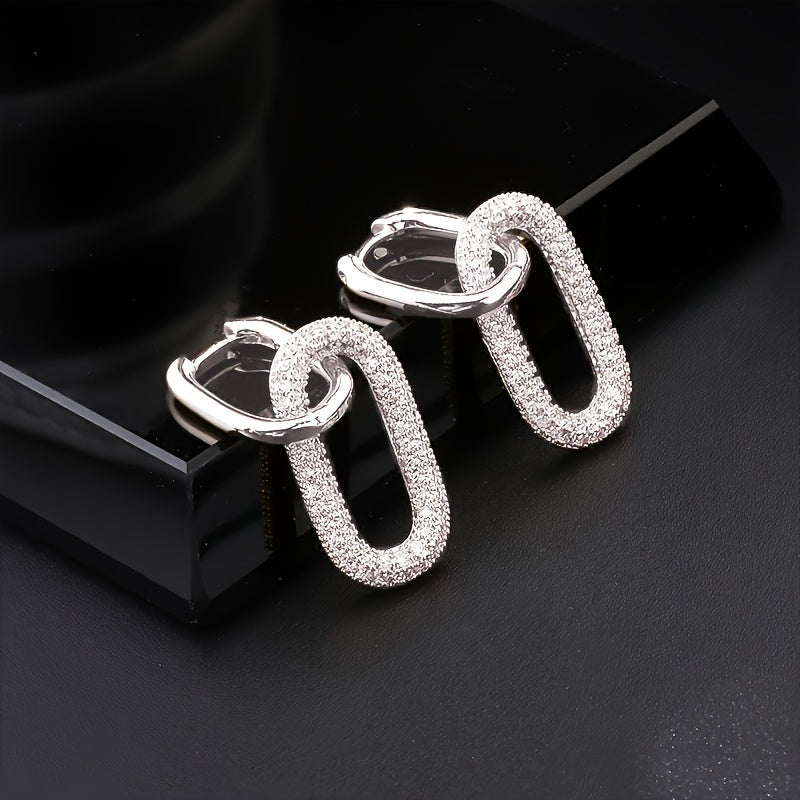 Drop earrings with chain design and rhinestone inlay, perfect for daily outfits and parties, as well as casual dating decor for women.