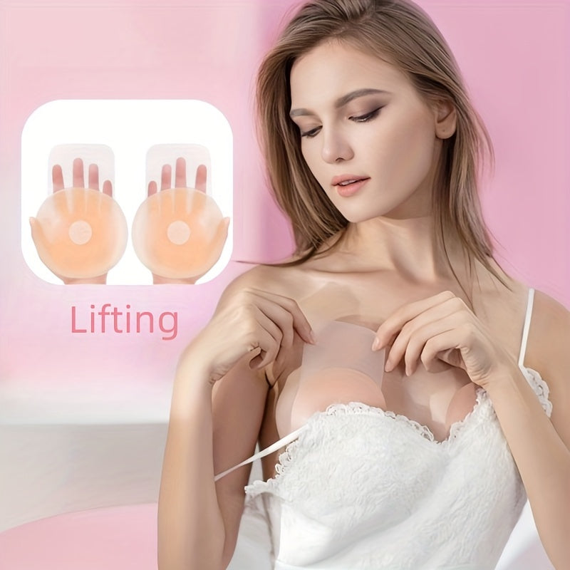 Invisible silicone lift bra for women, strapless and self-adhesive. Washable and reusable. Ideal for wedding dresses and casual wear.