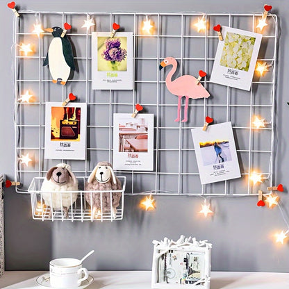 Stylish Nordic metal grid panel – ideal for teens' rooms as a photo display or decorative shelf for gifting on special occasions like Christmas, Mother's Day, and graduation.