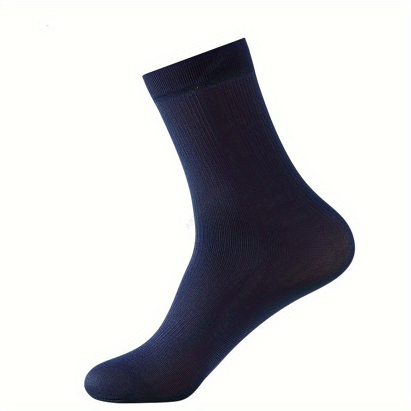 5 pairs of men's thin breathable business socks for summer, mid-calf length.