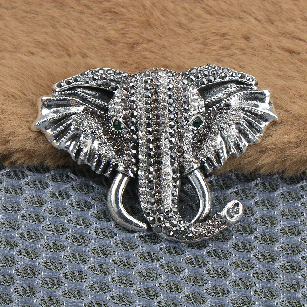 Stylish Elephant Brooch Pin featuring Rhinestones - Exquisite Enamel Design with a Touch of Luxury, Ideal for Fall and Winter Fashion Accentuation