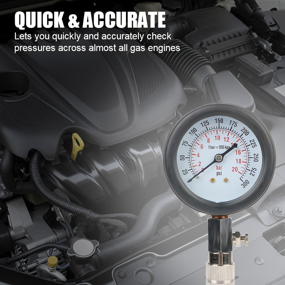 Automotive Cylinder Tester Kit with Compression Meter and Pressure Gauge.