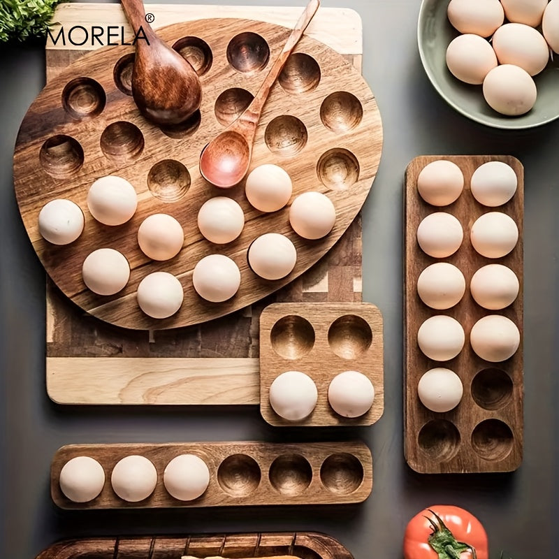 Organize your fresh eggs in style with the KEMORELA Modern Wooden Egg Storage Box. This multi-compartment kitchen organizer is perfect for home cooking and baking.