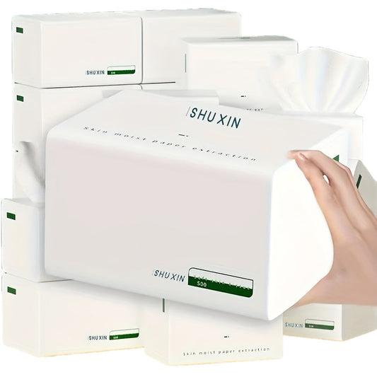 Premium 5-Ply Facial Tissue Paper - 500 Sheets: Soft, Pure White, and Perfect for Home, Car, Dorm, Office, or On-the-Go