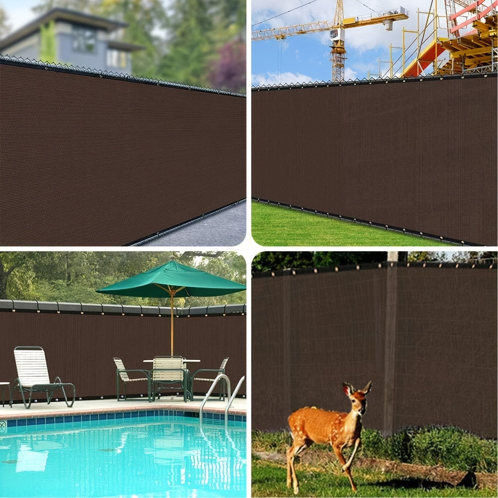 Encrypted coffee color net with privacy fence, punched every 50cm with 6 edges.