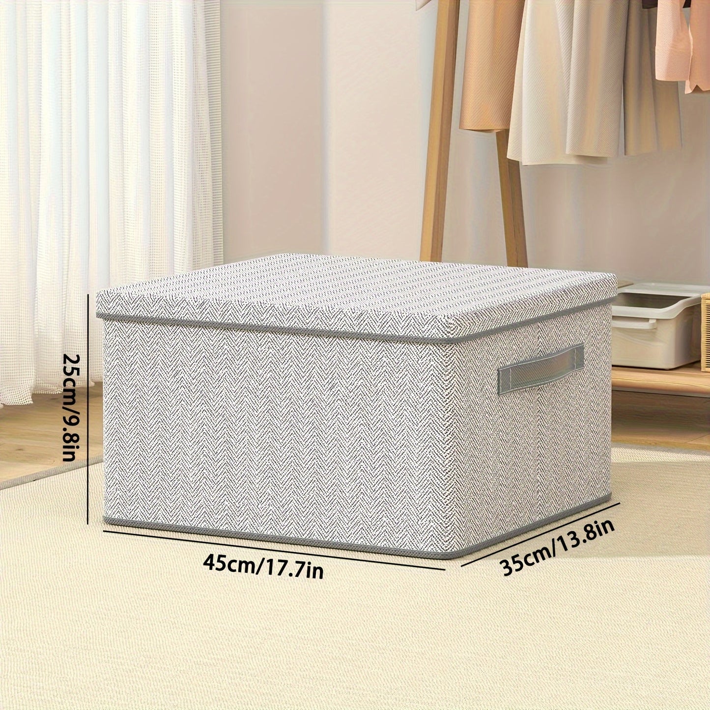 Space-saving storage box with lid by YOUFEN - made of non-woven fabric, great for organizing clothes, quilts, and toys in your bedroom or while traveling.