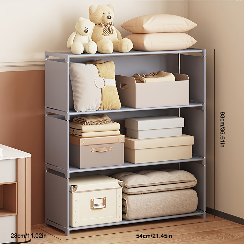 Easy-to-assemble 3-tier metal bookshelf with double row and multi-color options for home storage.