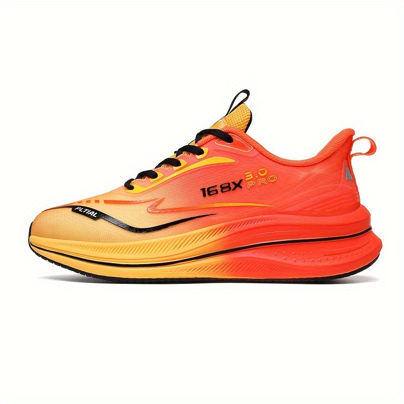 Men's trendy woven running shoes with breathable, non-slip, lace-up design for outdoor activities.