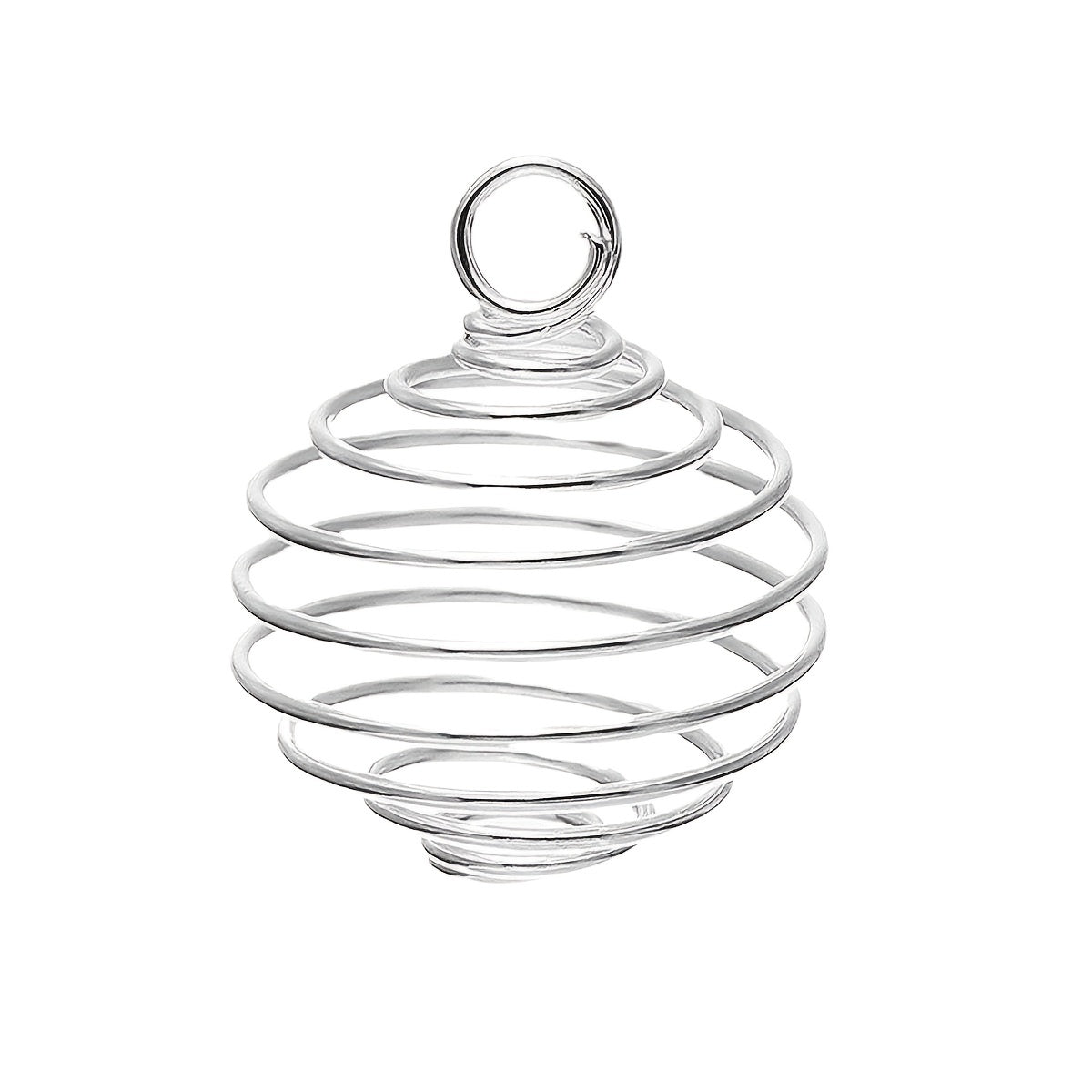 Set of 30 Spiral Bead Cage Pendants in 3 Different Sizes, Silver Finish, Perfect for Necklaces and Jewelry Making Projects