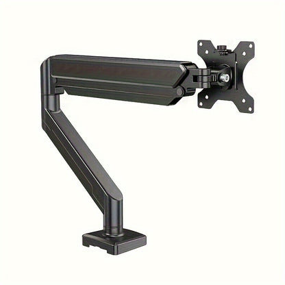 Adjustable gas spring monitor arm stand for up to 81.28 cm screens, with clamp/grommet base for ergonomic support.