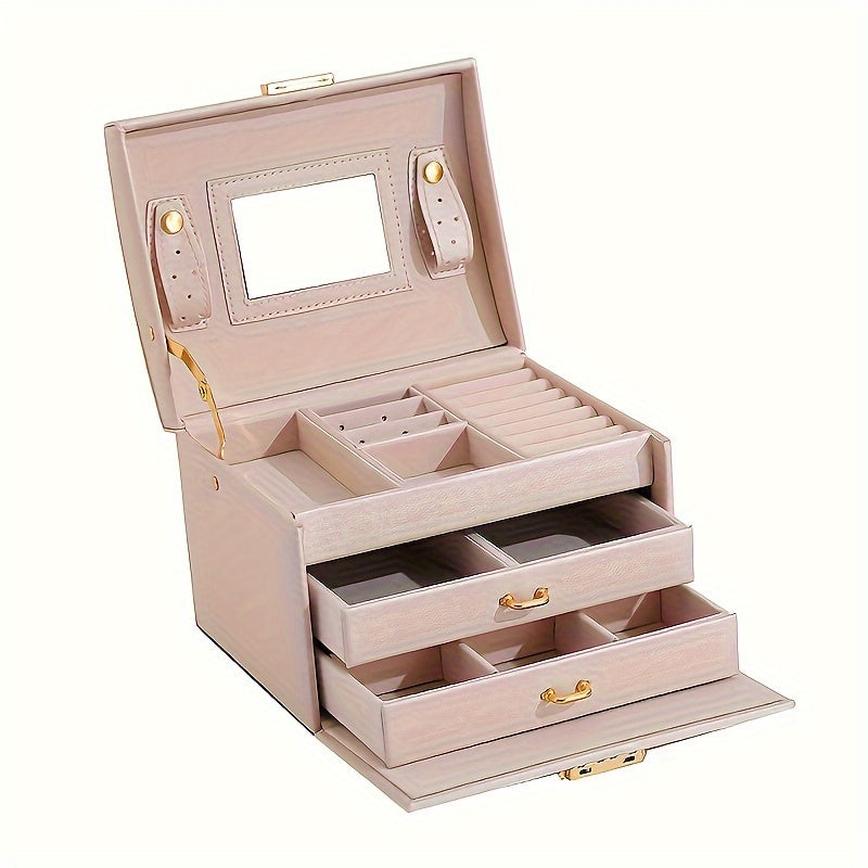 Elegant leather jewelry box with multiple compartments - perfect gift for Valentine's Day or Mother's Day.